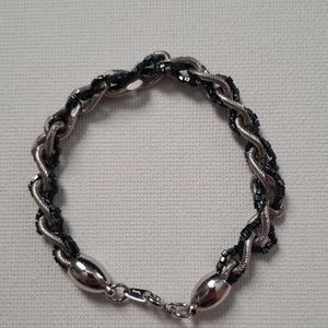 Braided Silver & Black Bracelet